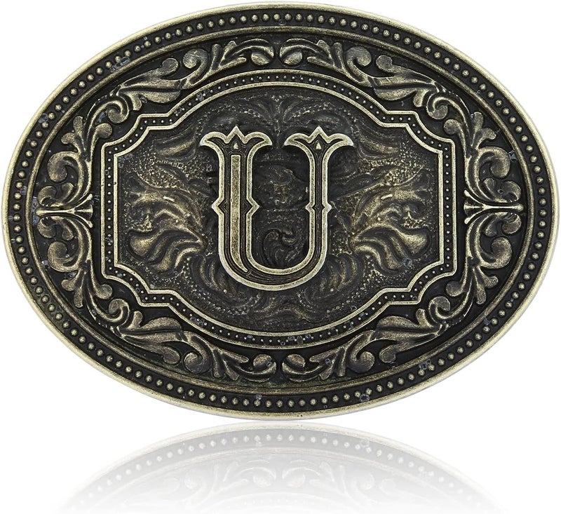 Fibbadet Store Belt Buckles Men Initial Letters A-Z Western Rodeo Cowboy Cowgirl Belt Buckle for Men Boys Halloween Birthday Party - Image 1
